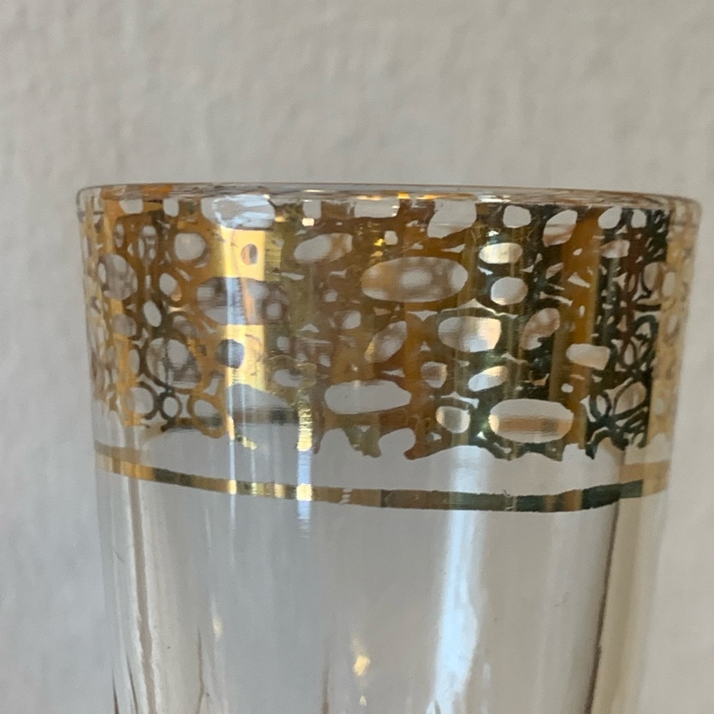 Vintage French Shot glasses Gold Detailing “Star” Base 1950’s Set of 5 - Picture 6 of 10